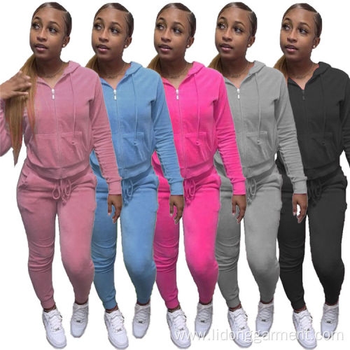 Winter Women Hoodies Sweatsuit Long Sleeve Jogging Wear